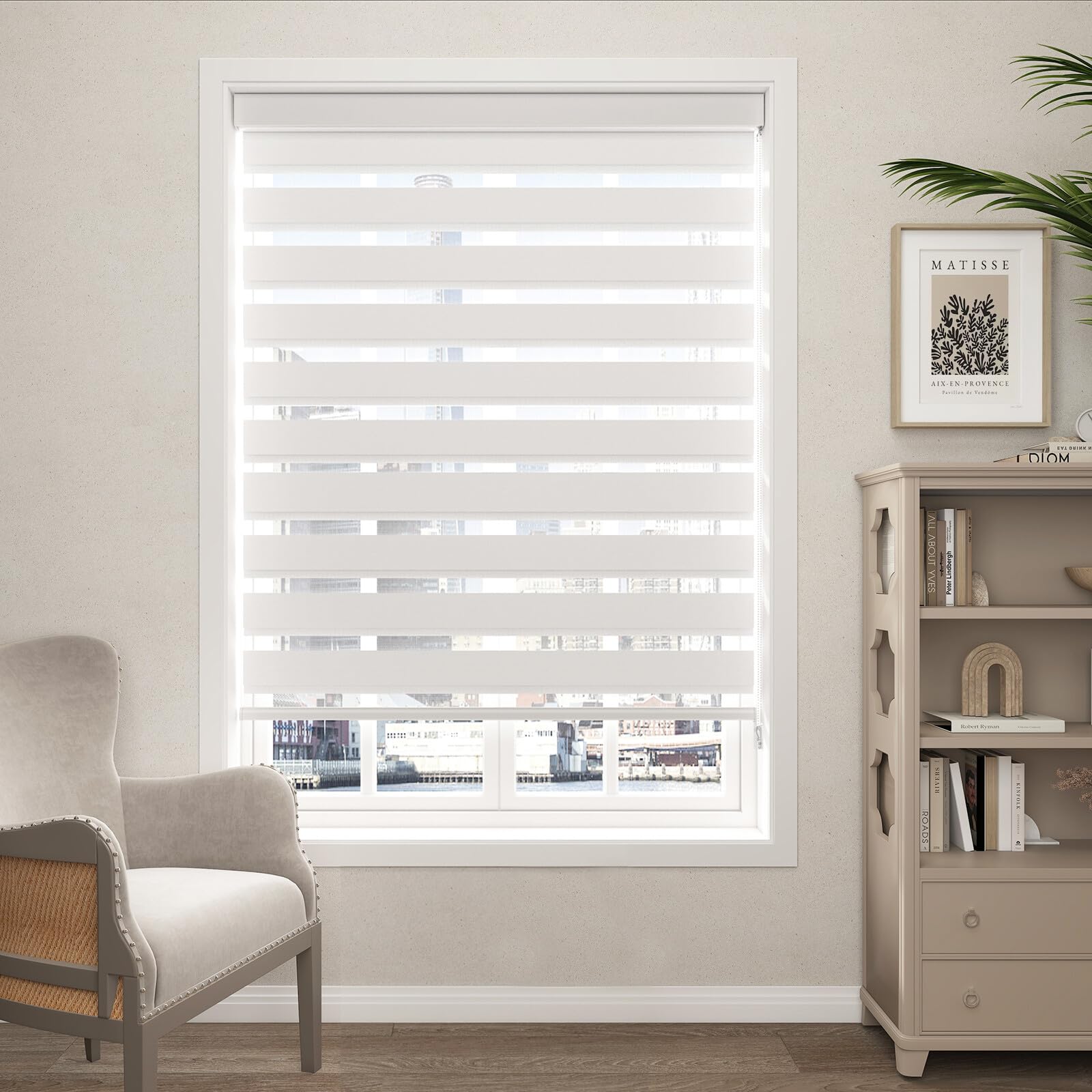 Zebra Blinds for Windows (24" W x 72" H, White) Zebra Roller Window Shades
