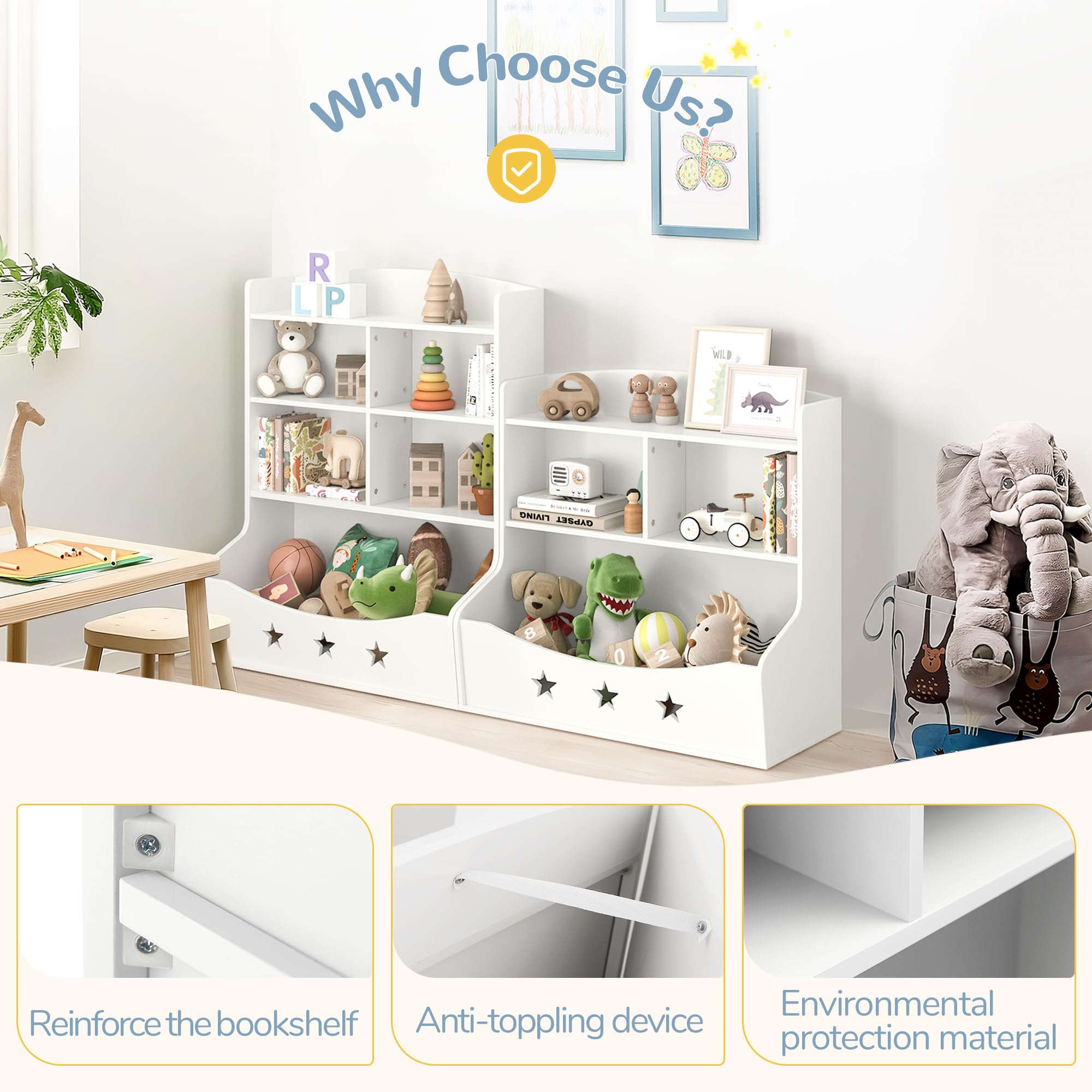 Playing Room, Nursery, Bedroom, Toy Storage Cabinet with 5 Cube Units