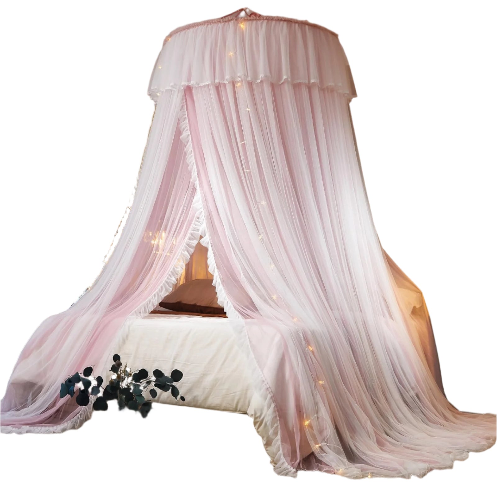 Princess Bed Canopy for Girls & Adults, Elegant Double-Layer Bed Curtain