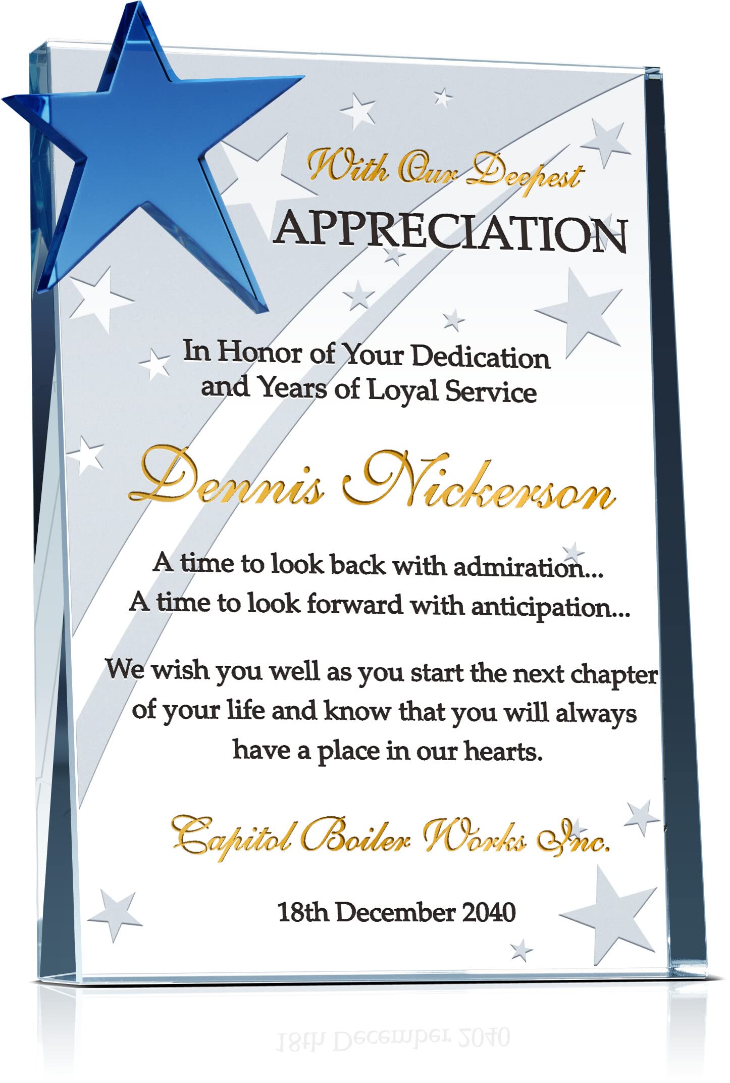 Co-Worker Departing Gift Plaque for Man and for Woman, Personalized with Recipient