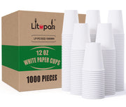 1000 pack Paper Cup 12 oz, Bulk White Paper Cups