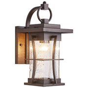 Bronze Outdoor Light Sconces Wall Mount Matte Brown Outdoor Wall Lamp Large Exterior Porch Wall Lantern with Seeded Glass 15" Outside Lights for House, Front Door, Patio, Backyard