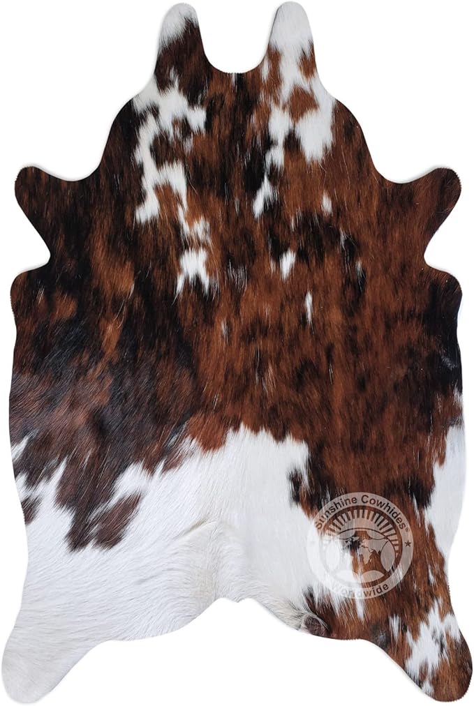 100% Genuine Mini Brown and White Small Hair Cowhide Rug - Modern Style Animal Skin