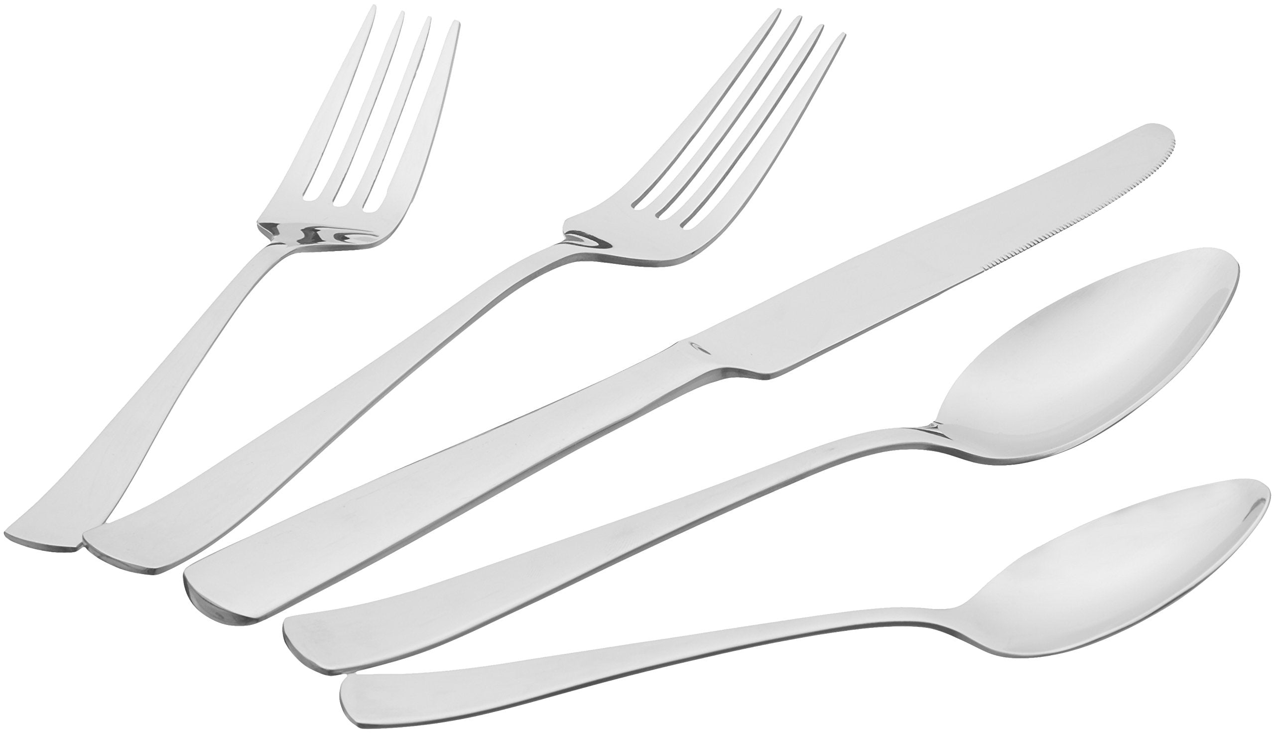 20-Piece Stainless Steel Flatware Set with Square Edge, Service for 4, Silver
