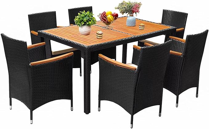 9 Piece Patio Dining Set Outdoor Acacia Wood Table and Chairs