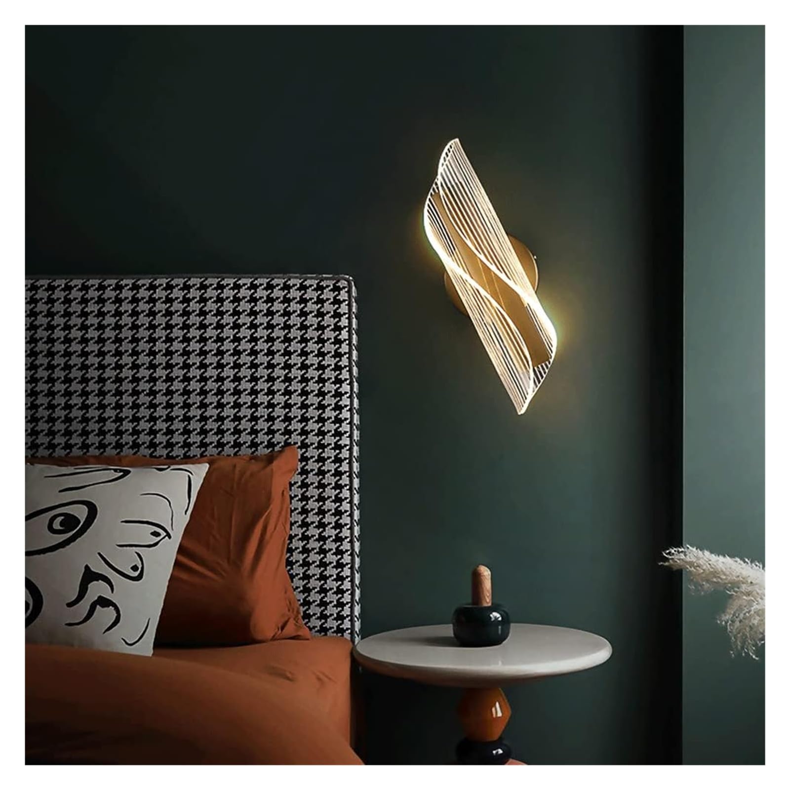 Wall Lamp Acrylic Golden Iron Light Body, 10W LED Spiral Sconces Lamps