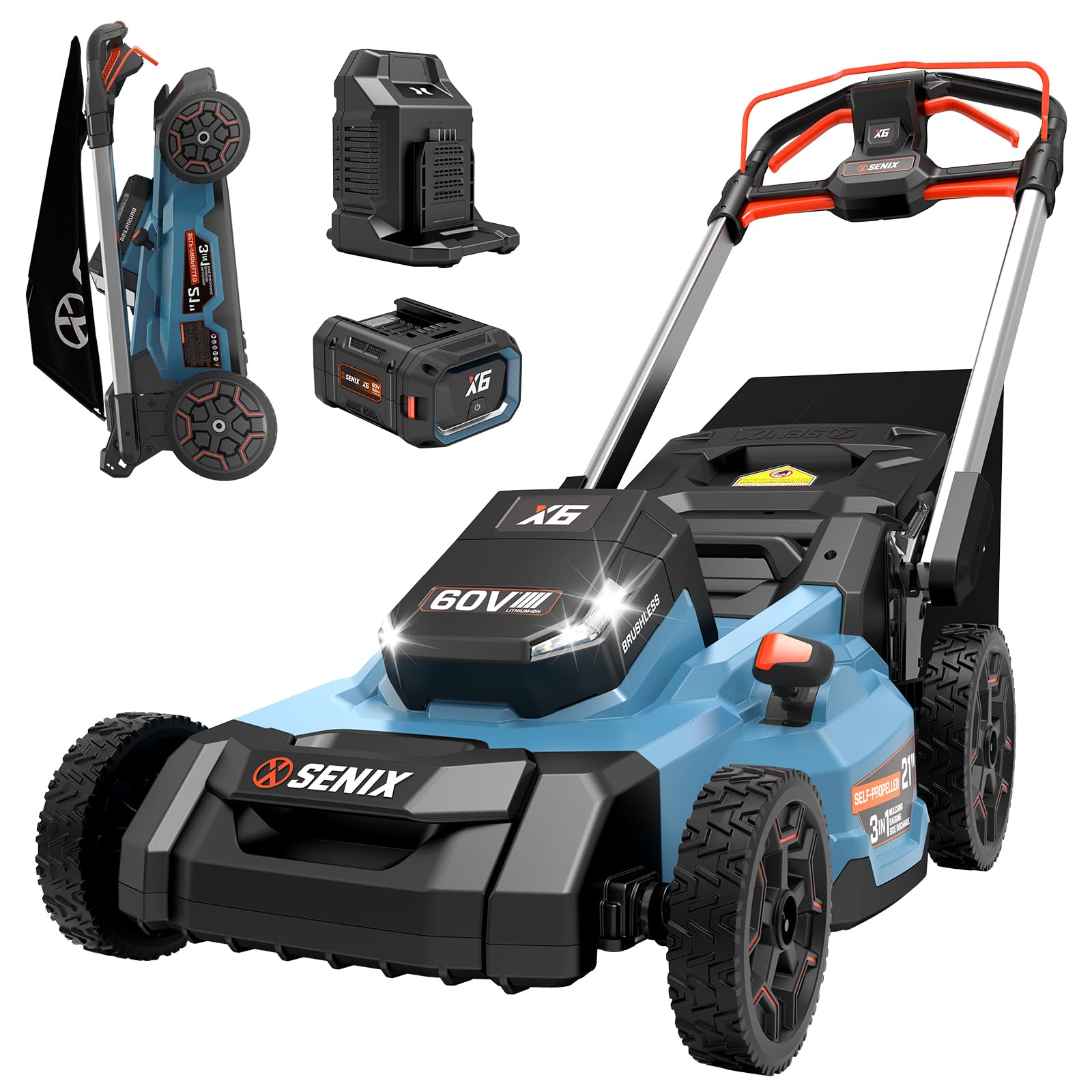 X6 60 Volt Max* 21-Inch 3-in-1 Cordless Push Lawn Mower