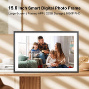 Frameo 15.6 Inch Large Digital Photo Frame, Digital Picture Frame WiFi with 32GB, 1920 * 1080 IPS HD Touch Screen, Tabletop&Wall-Mounted,Birthday,Wedding,Gifts for Men/Women/Father/Mom/Grandparents