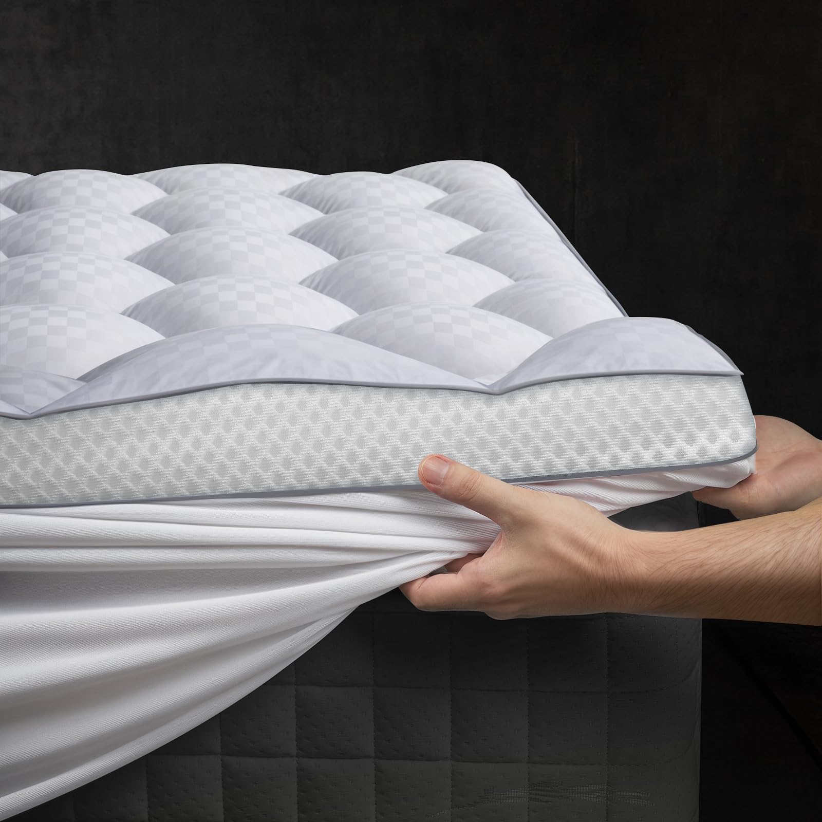 Memory Foam Mattress Topper Queen for Pressure Relief, Strong-Support & Ultra-Thick