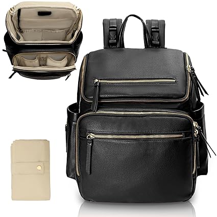 Diaper Bag Backpack Large Baby Diaper Bag Leather with 17 Diaper Bag Organizing Pouches