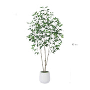 Artificial Ficus Tree,6FT Fake Tree in White Imitation Ceramic Planter with Lifelike Moss