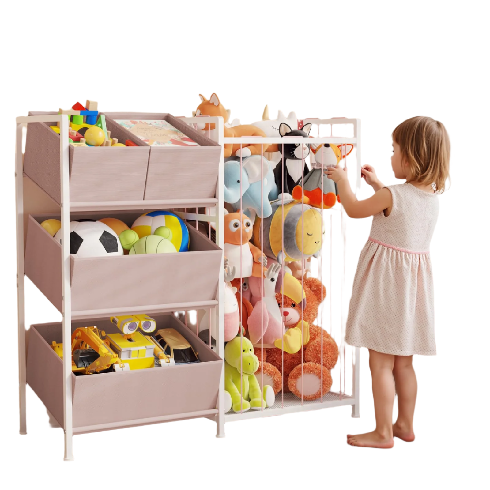 Stuffed Animal Storage - Kids Storage Organizer with 4 Removable Bins, Kids Storage Toy