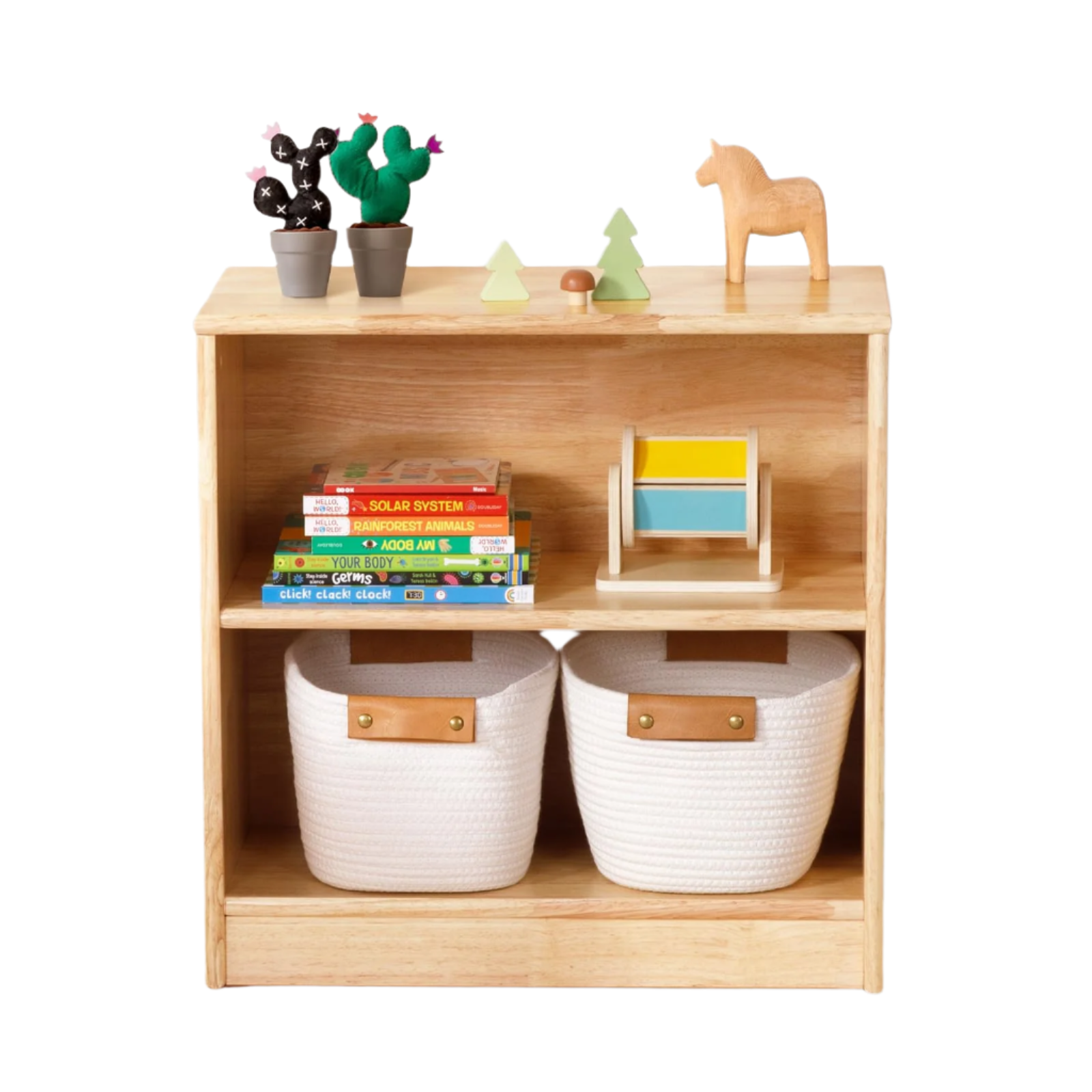 Wood Montessori Shelf and Toy Storage, 23.6" L, Compact Toddler Bookshelf