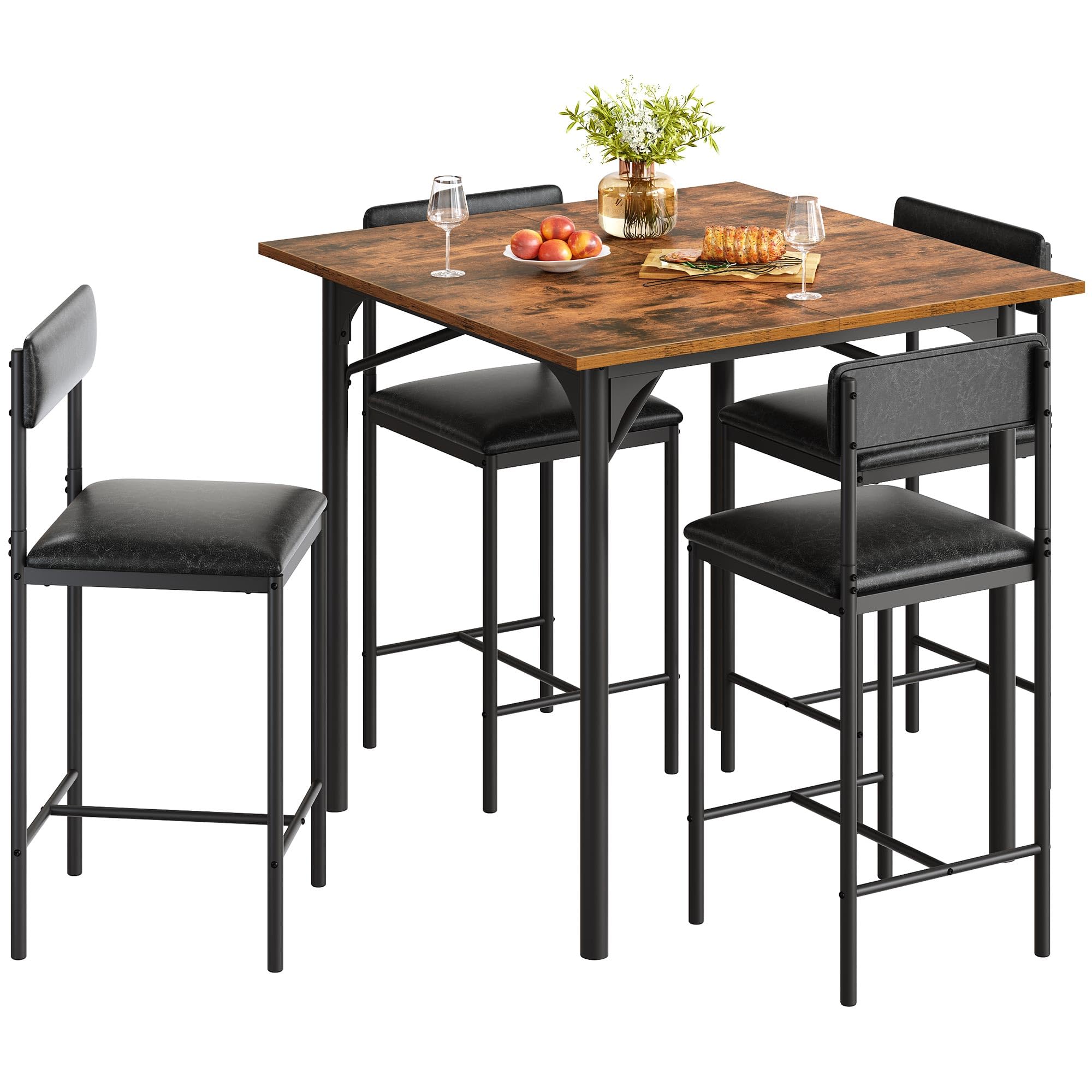 5-Piece Dining Room Table Set Bar Table and Chairs Set Counter