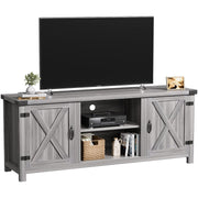 TV Stand with Two Barn Doors and Storage Cabinets for Televisions up