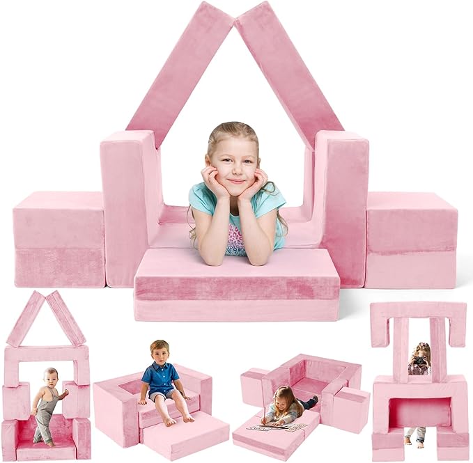 Kids Couch Sofa, 7 Pcs Modular Toddler Couch
