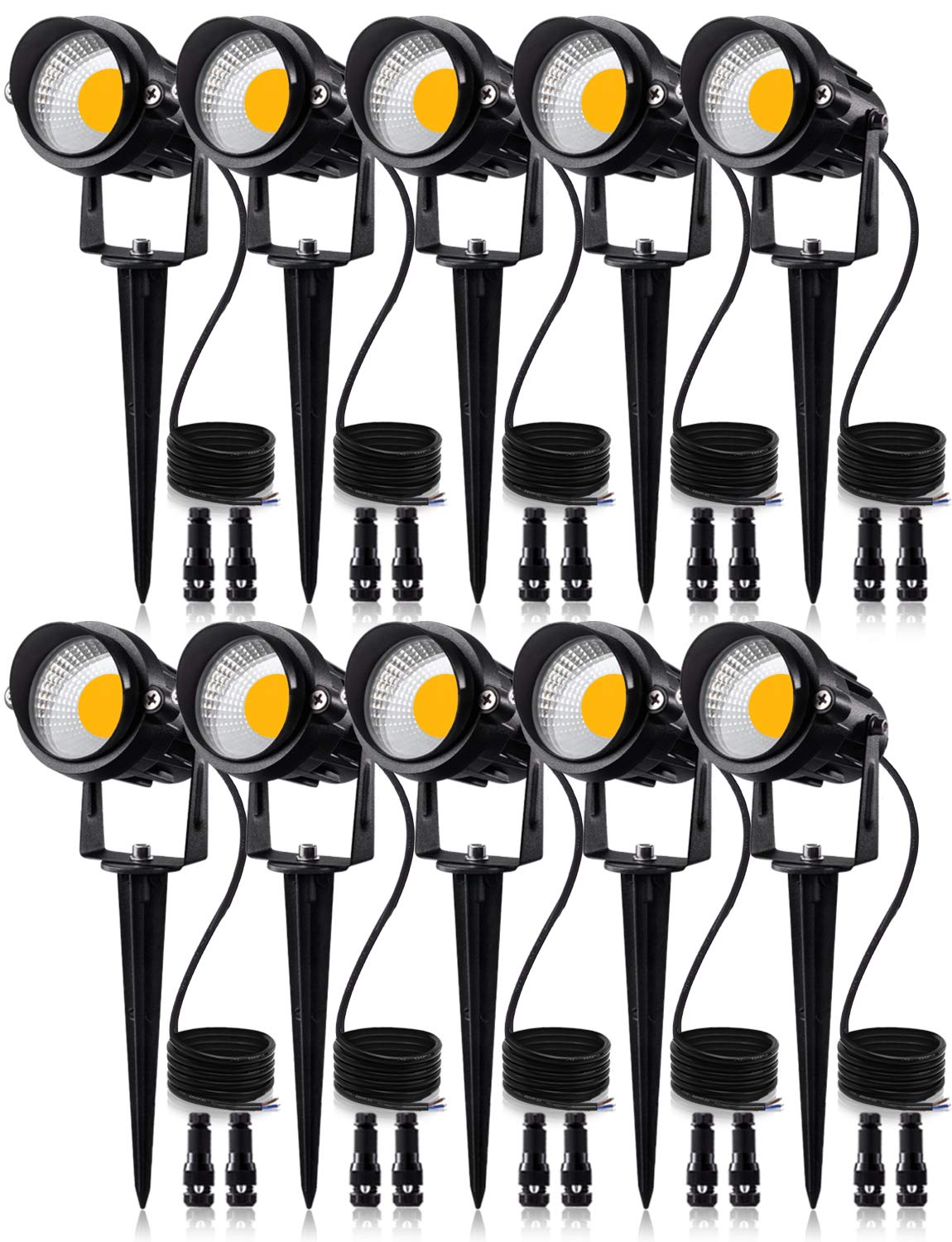 12W Low Voltage LED Landscape Lights with Connectors, Outdoor 12V Super Warm White
