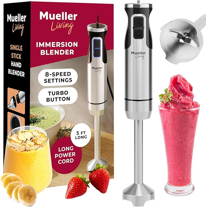 Living Immersion Hand Blender Full Set - 8 Speed Immersion Blender