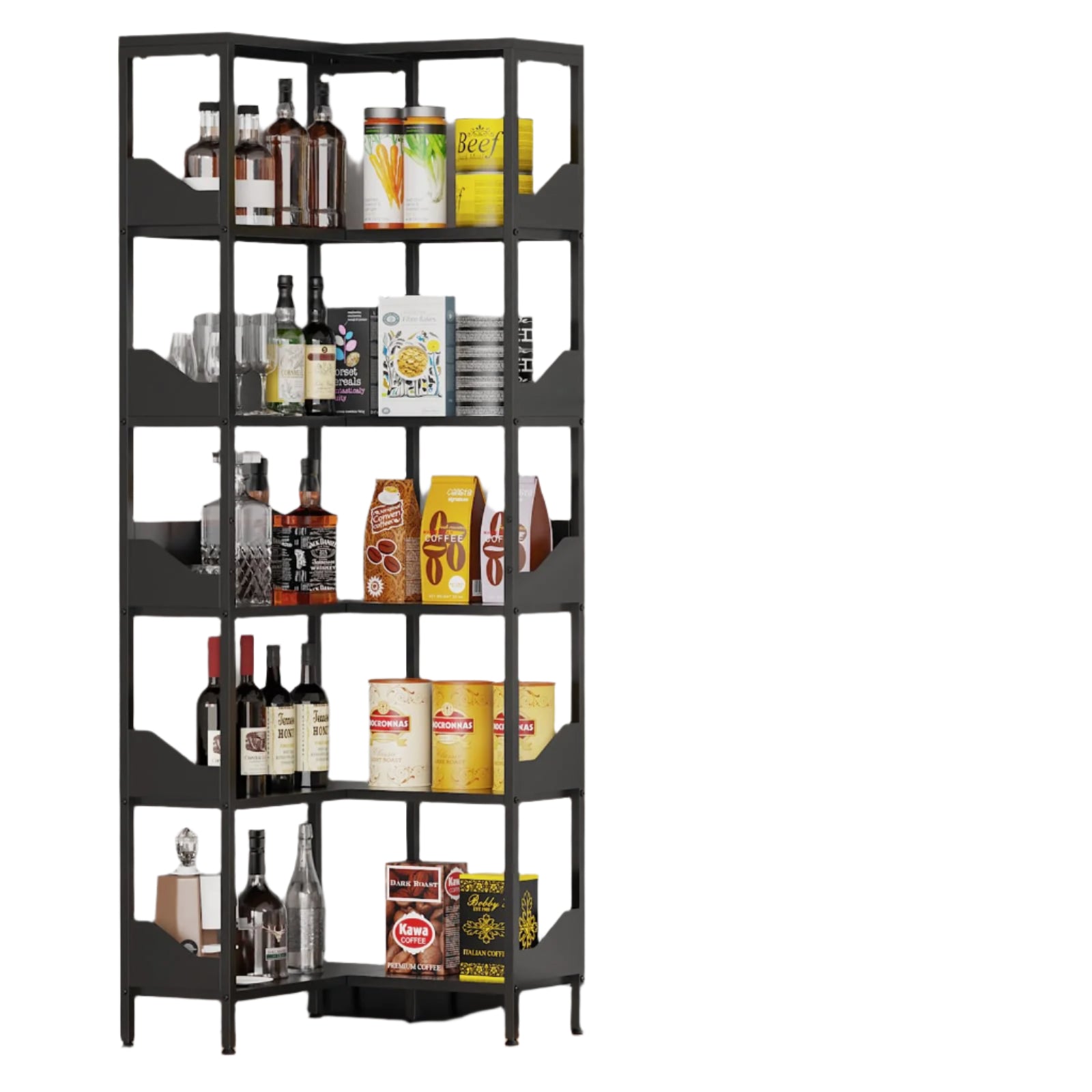 Metal Corner Bookshelf for Space Management