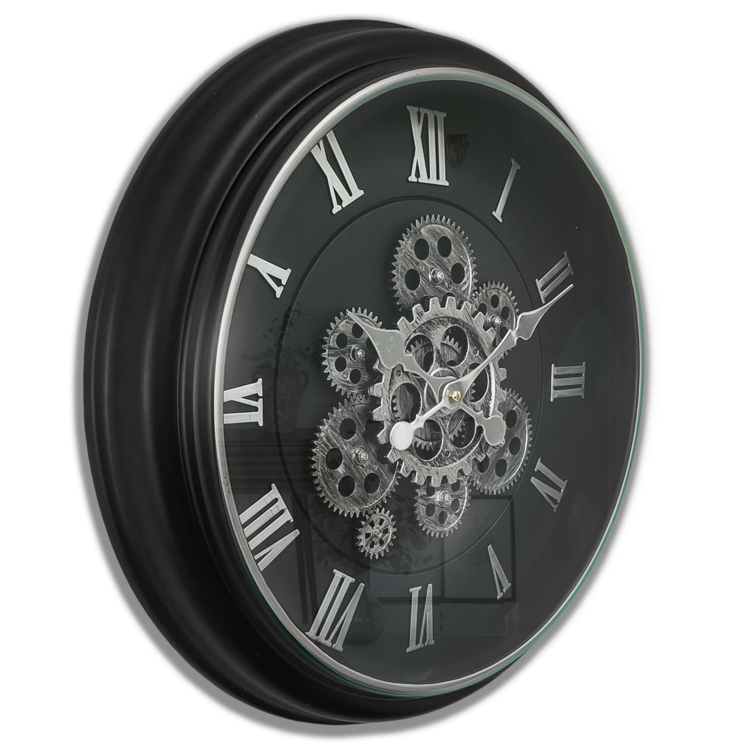 18 Inch Large Gear Clock Real Moving Gears Wall Clocks with Glass Cover