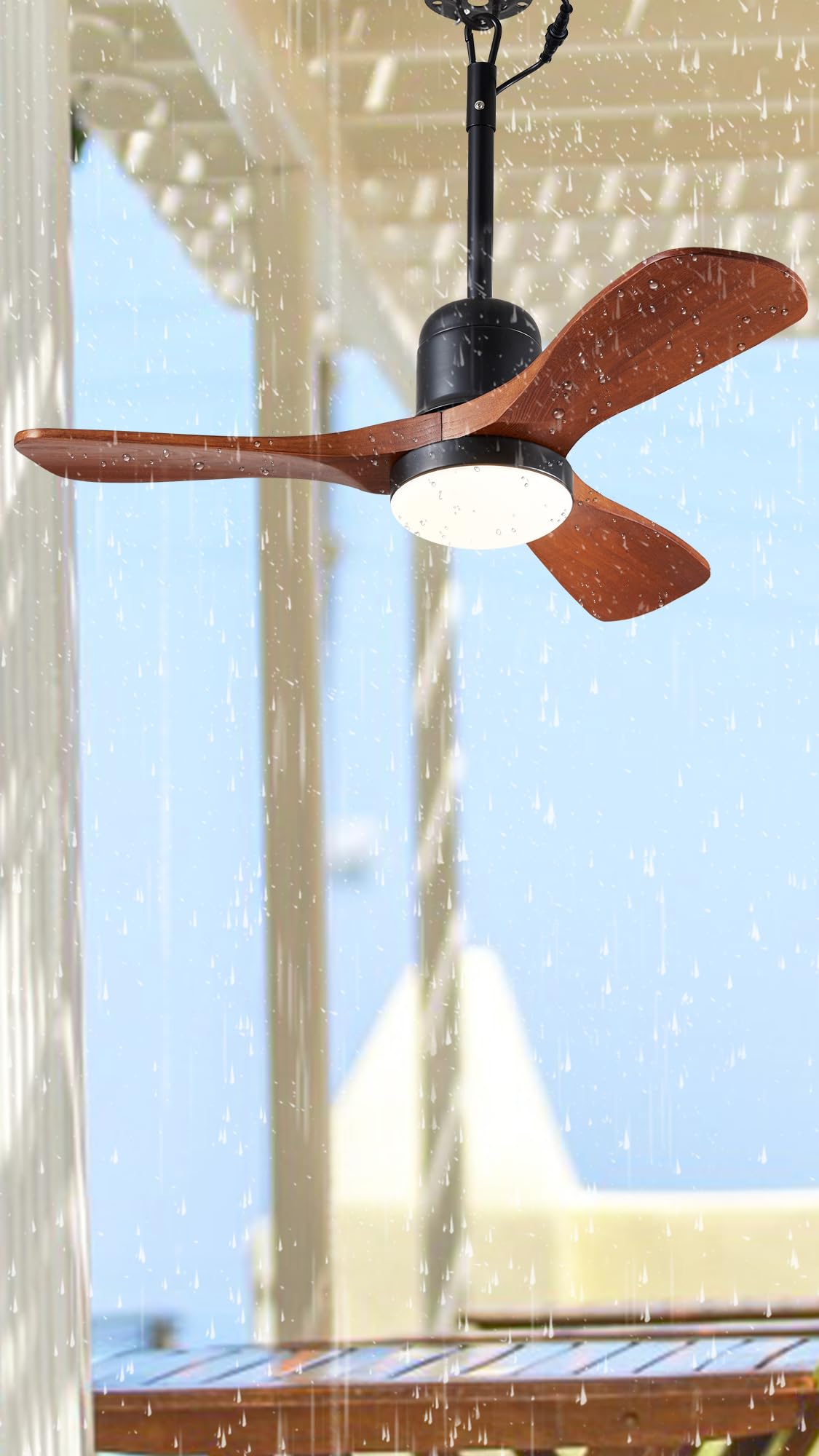 36"" Outdoor Gazebo Fan with Dimmable Light and Memory Remote