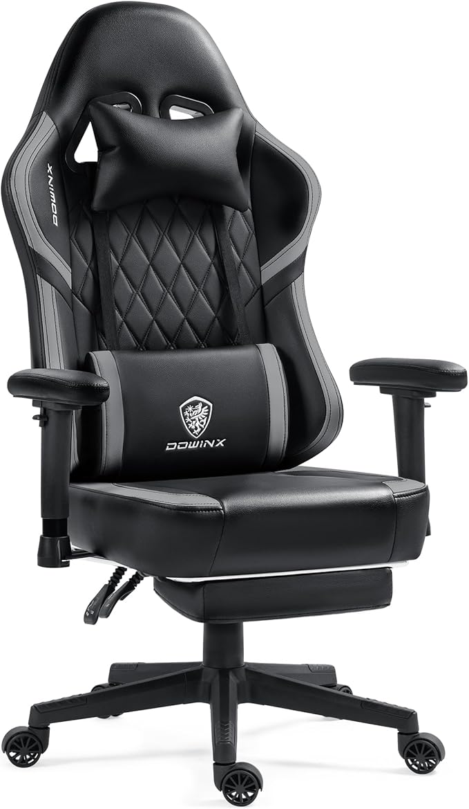 Gaming Chair with Pocket Spring Cushion, Massage Gamer Chair Pu Leather