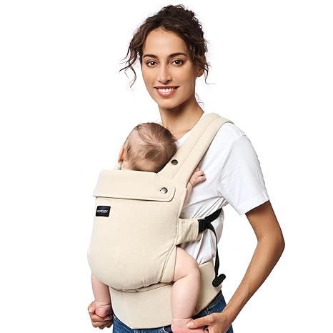 Baby Carrier with Natural Cotton Linen, Built to Last, Ergonomic Design, 7-44lbs