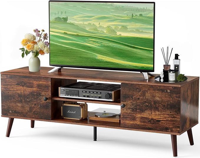 TV Stand for 55 60 inch TV, Entertainment Center with Storage Cabinet