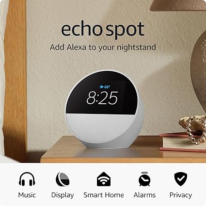 Echo Spot (newest model), Great for nightstands, offices and kitchens