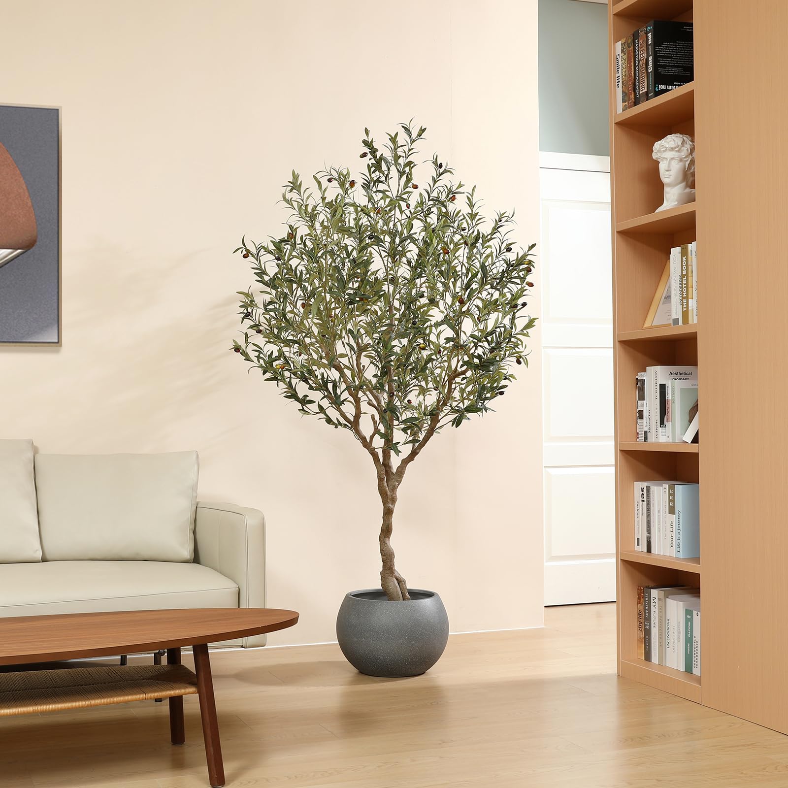 Olive Trees Artificial Indoor, 7Ft Artificial Olive Plants, Tall Faux Olive Tree
