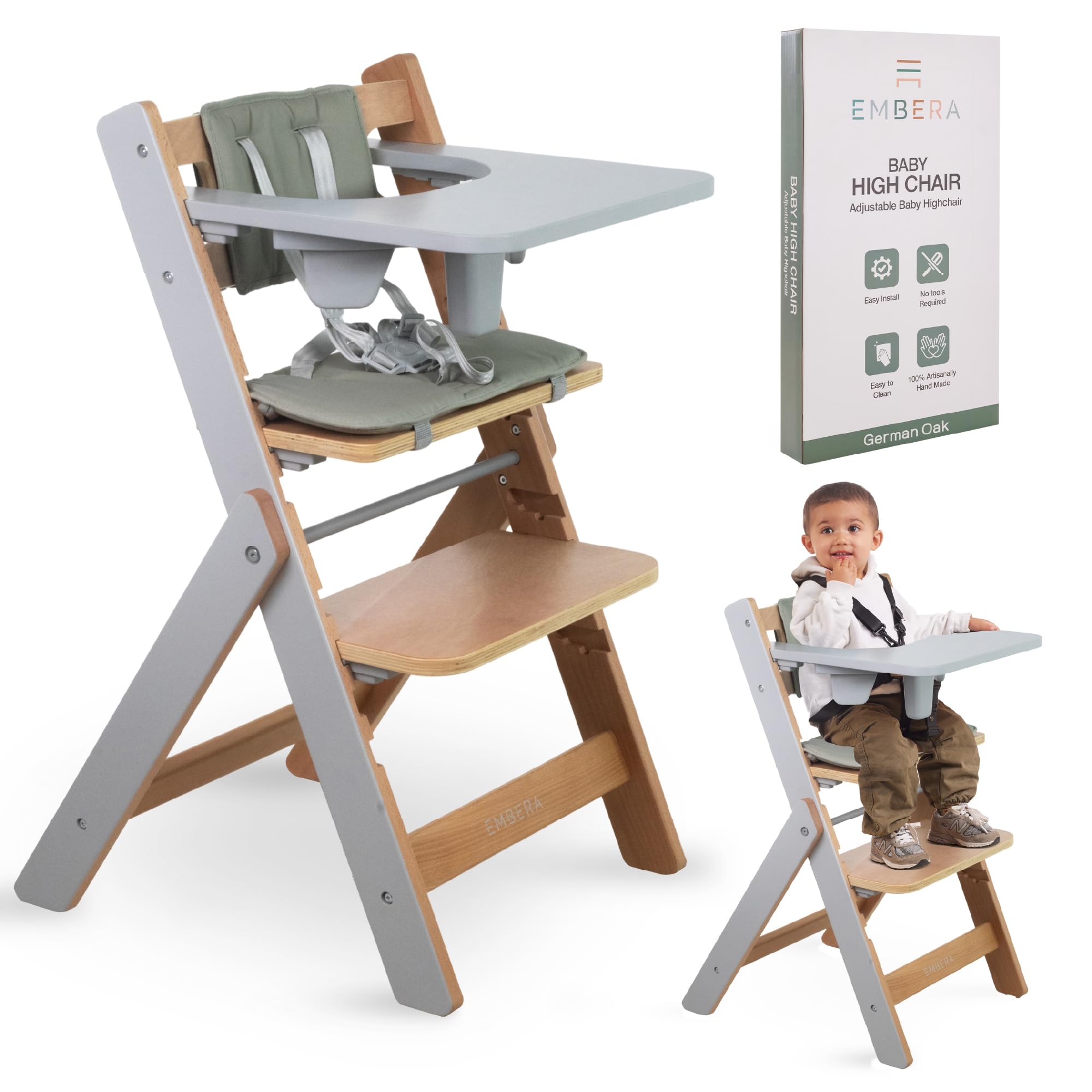 Baby High Chair for Babies and Toddlers, 6 Months Adjustable Foot Rest