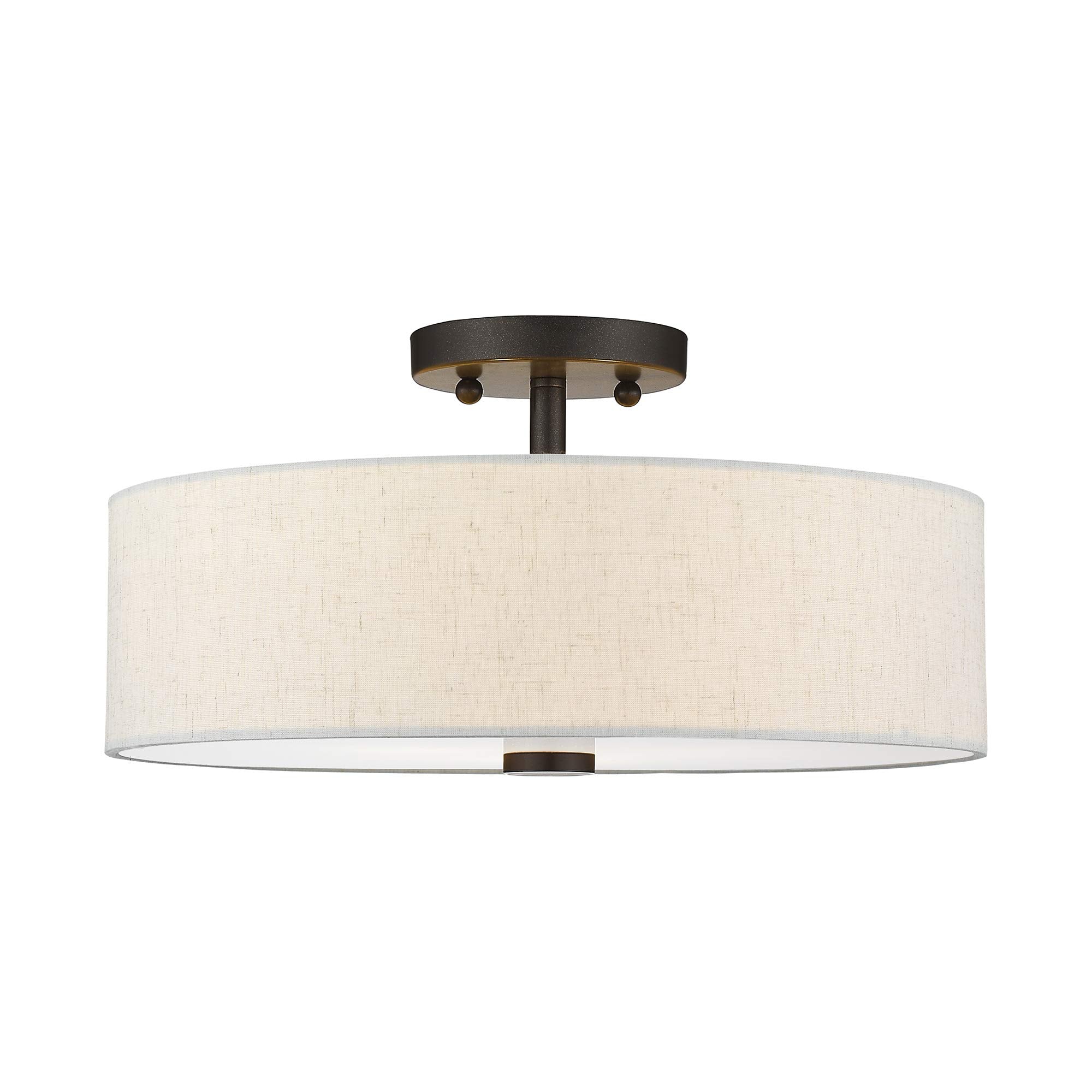 Meridian Collection 3-Light Semi Flush Mount Ceiling Fixture with Oatmeal Color