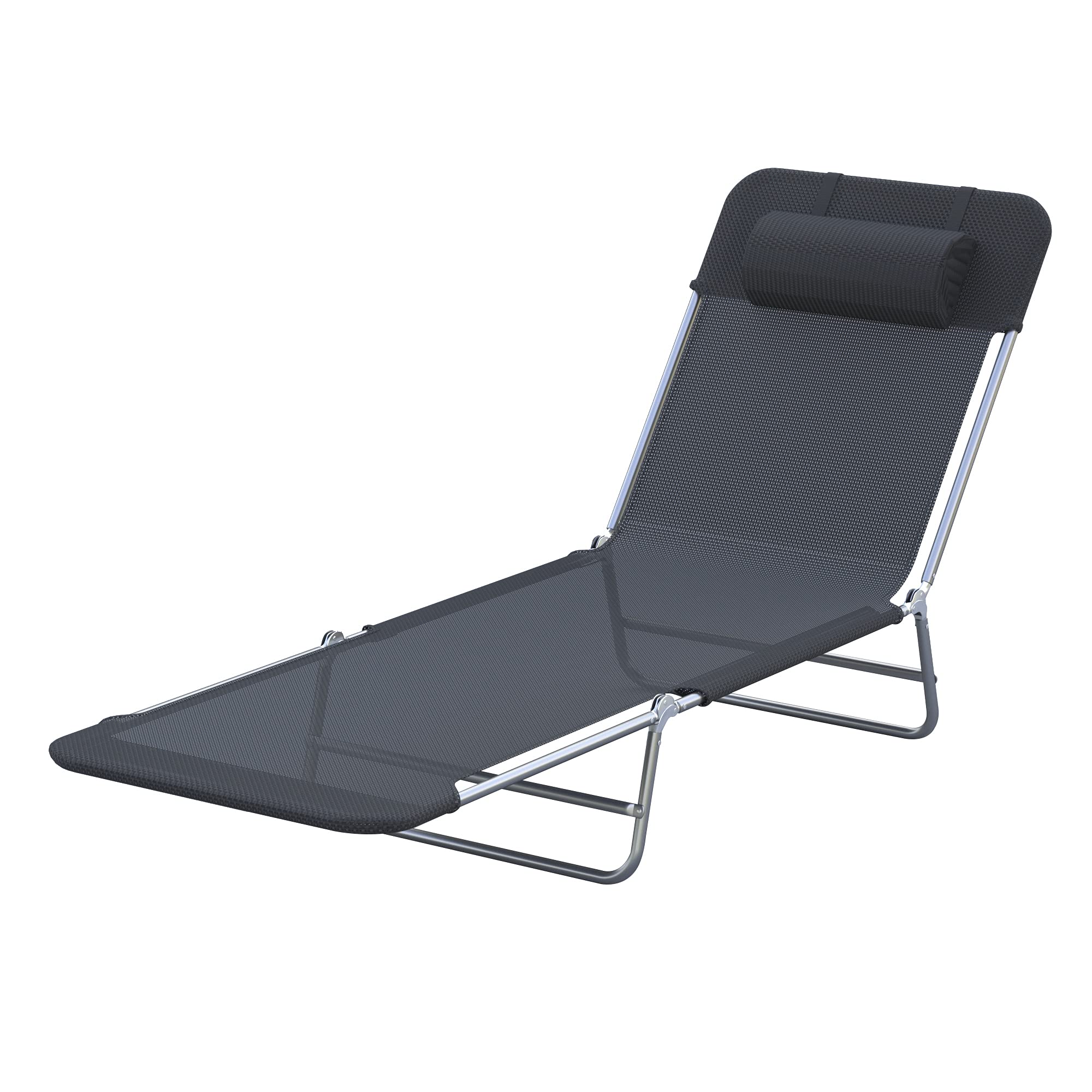 Chaise Lounge Pool Chairs, Outdoor Sun Tanning Chairs with Pillow, Reclining Back
