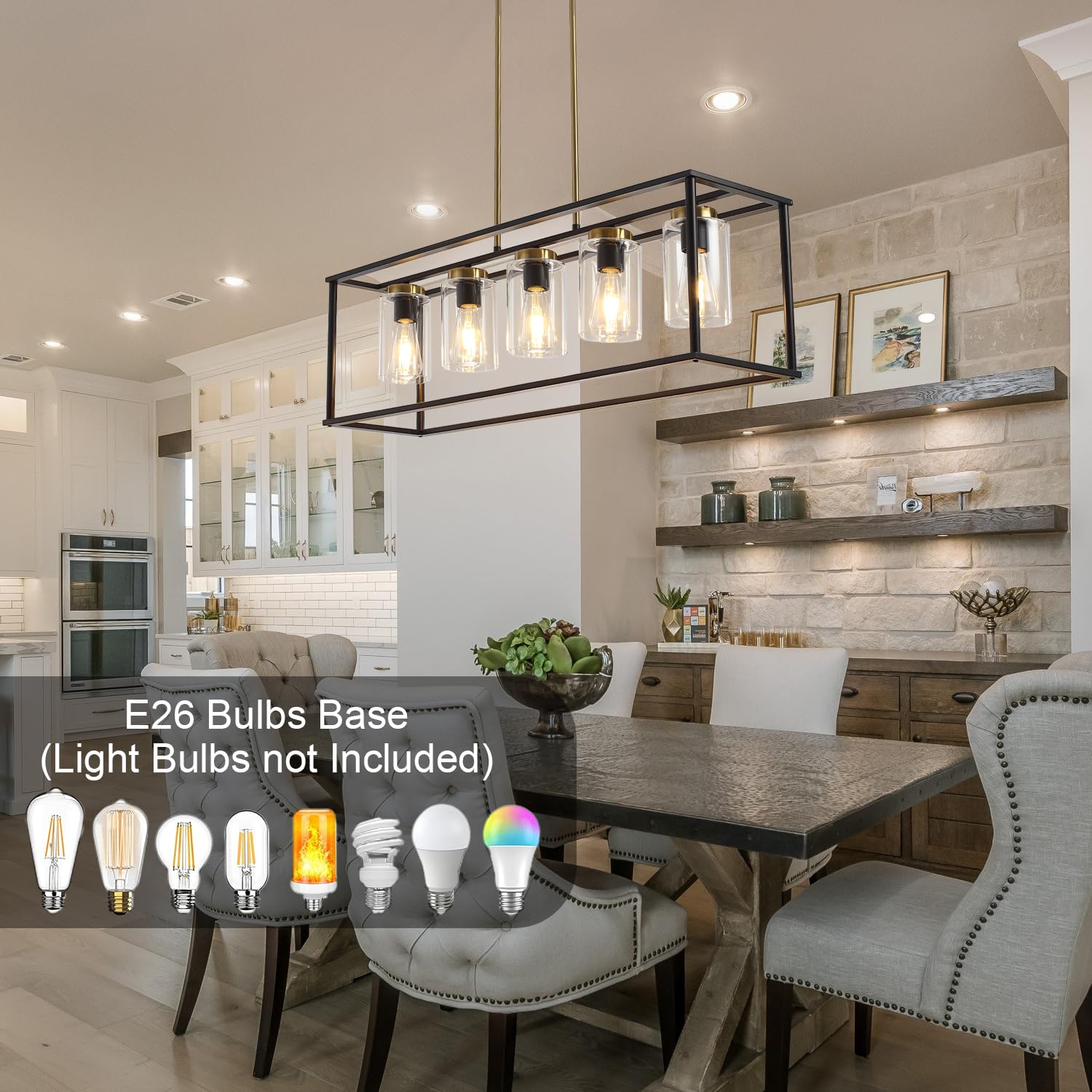 Island Lights for Kitchen, 5 Light Industrial Lighting,36 Inch