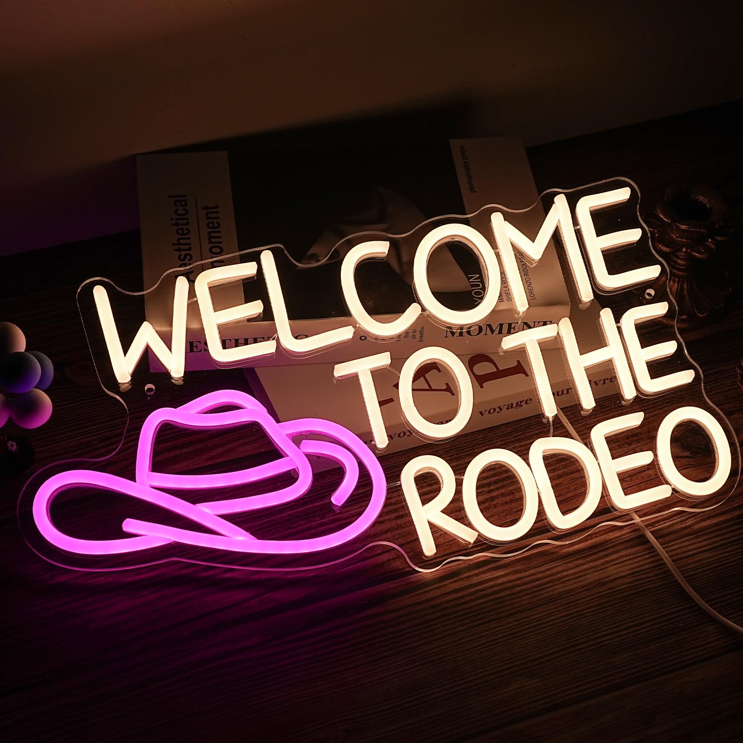 To The Rodeo Neon Sign Cowboy Neon Light For Wall Decor Dimmable LED Signs