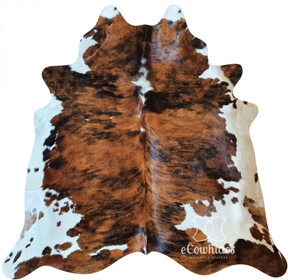 100% Genuine Brazilian Cowhide Rug - Brindle White Belly