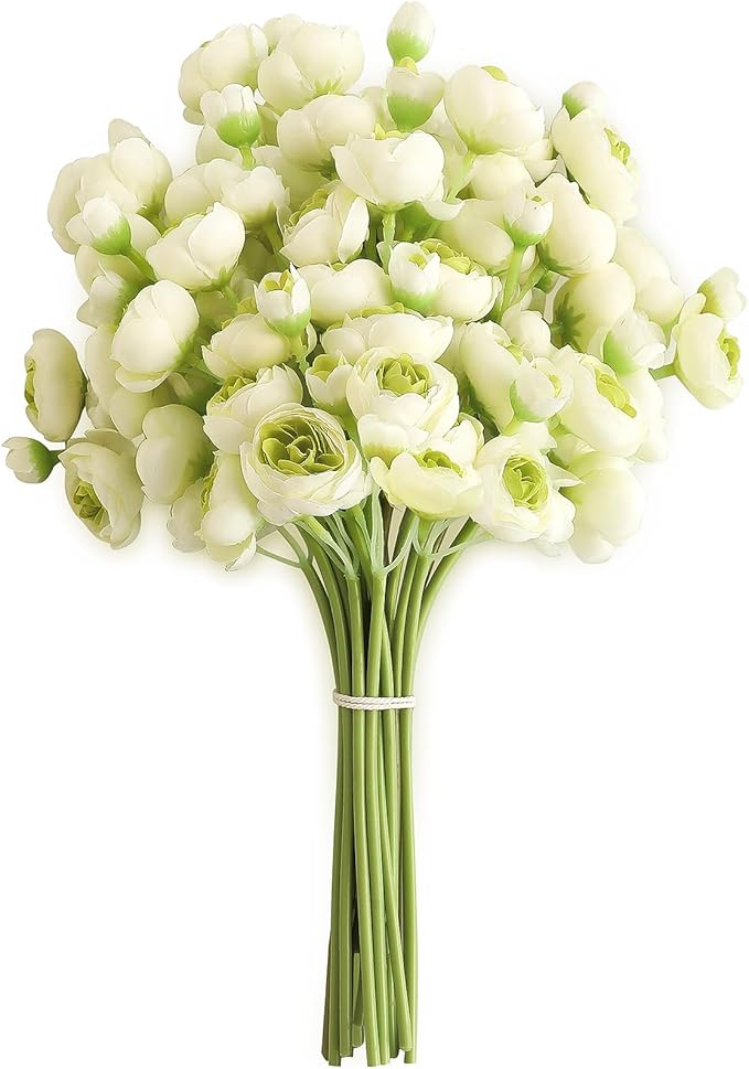Ranunculus Artificial Flowers 18 Pcs Blush Faux Silk Mini Ranunculus Bulk Fake Wedding