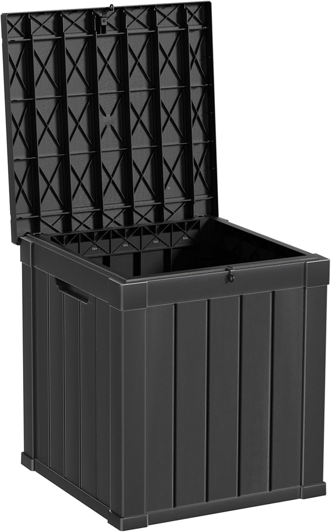 260 Gallon Double-Wall Resin Deck Box - Lockable Waterproof Outdoor Storage Box
