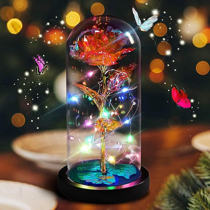 Eternal Rose Glass Flower Birthday Gifts - Women Gifts for Her Anniversary Valentines