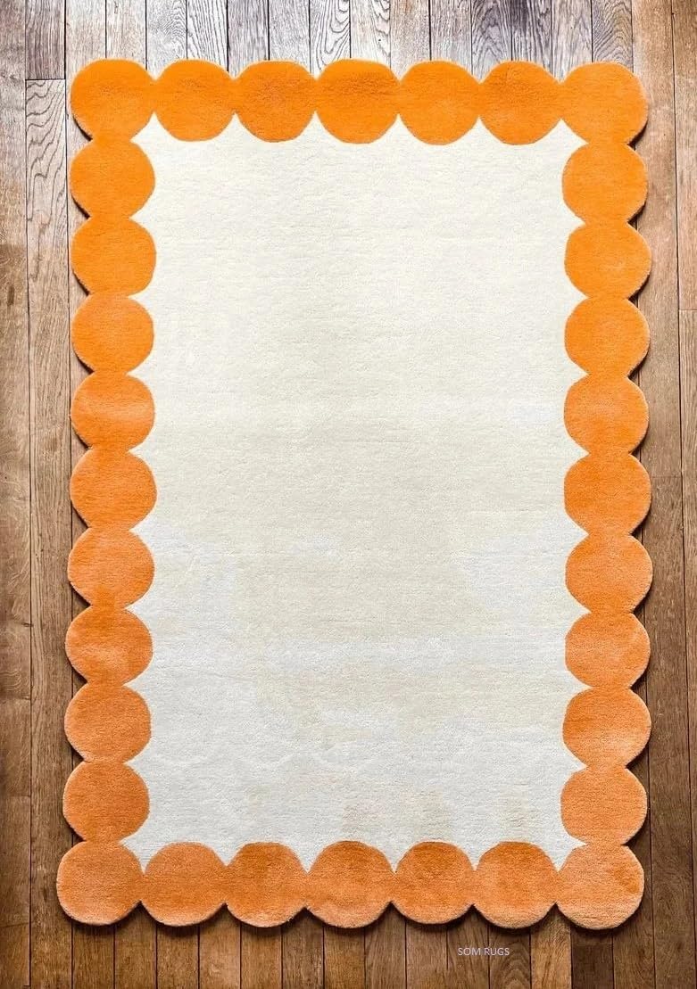 Scallop Rug Bohemian Handmade Designer Rug Hand Tufted Rugs for Living Room