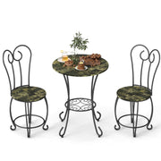 3-Piece Bistro Table Set, American Style Wrought Iron Dining Set with Round Table & 2 Chairs