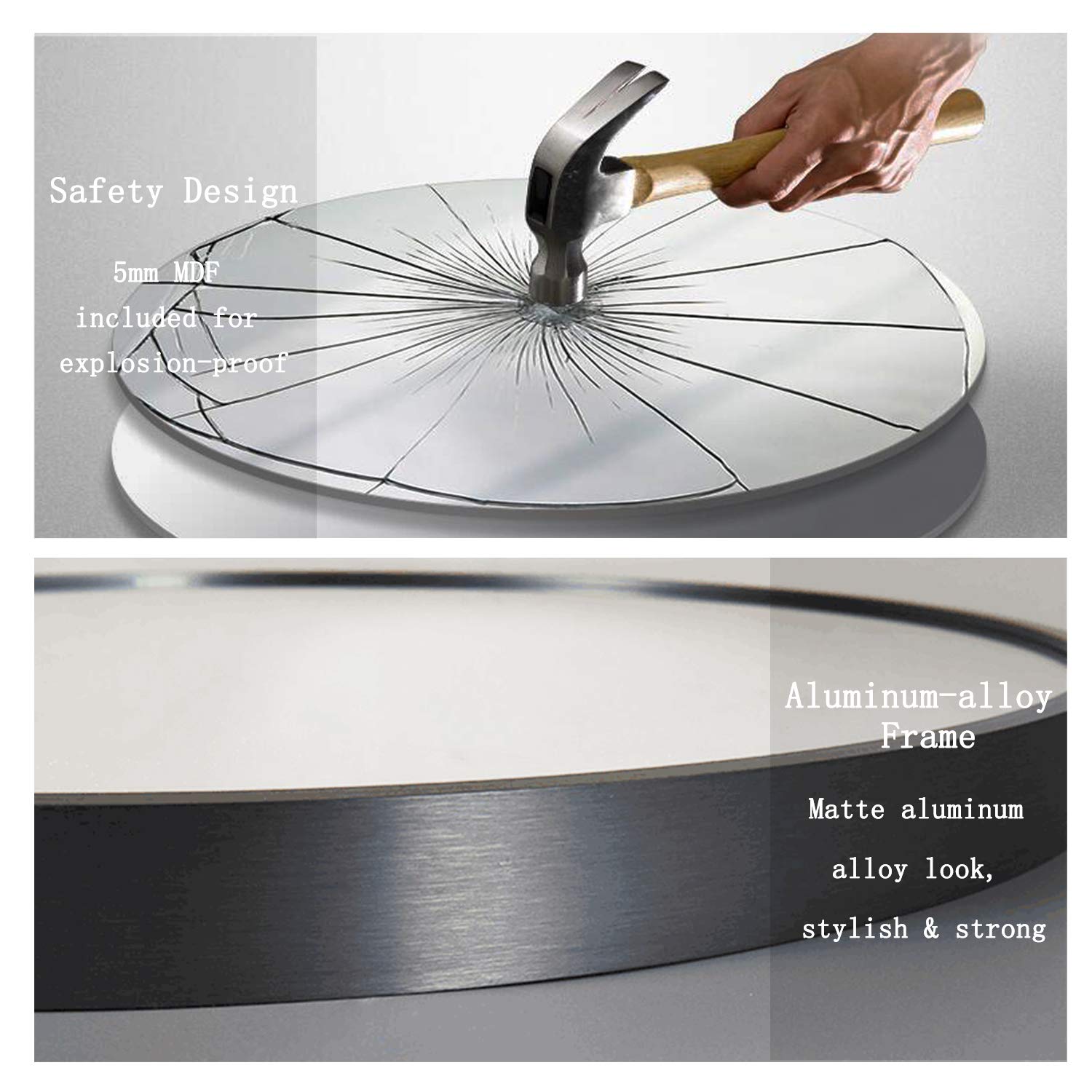 Black Round Mirror for Wall - 32” Large Circle Mirror for Bathroom, Living Room Entrance Dining Room Accent Decor Mirror, Aluminum-Alloy Metal Frame