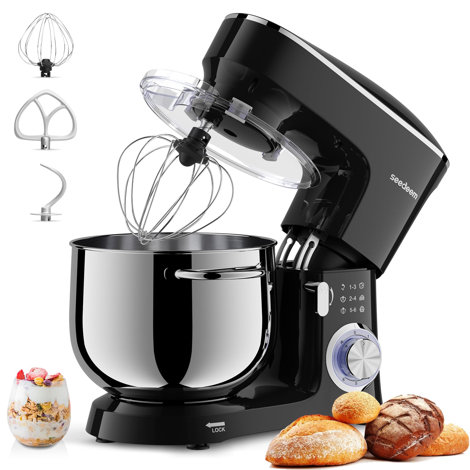 8.5 Qt Stand Mixer, 660W 6+P Speeds Electric Stand Mixer