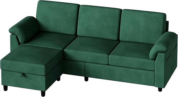 79" Convertible Sectional Couches Sofa with Storage Ottoman