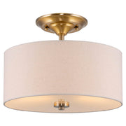 13" 2-Light Semi-Flush Mount Ceiling Light Fixture with Off-White
