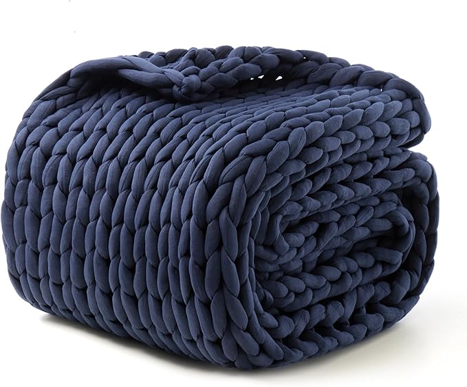 Hand-Knit Weighted Blanket for Adult,Cotton Heavy Blankets