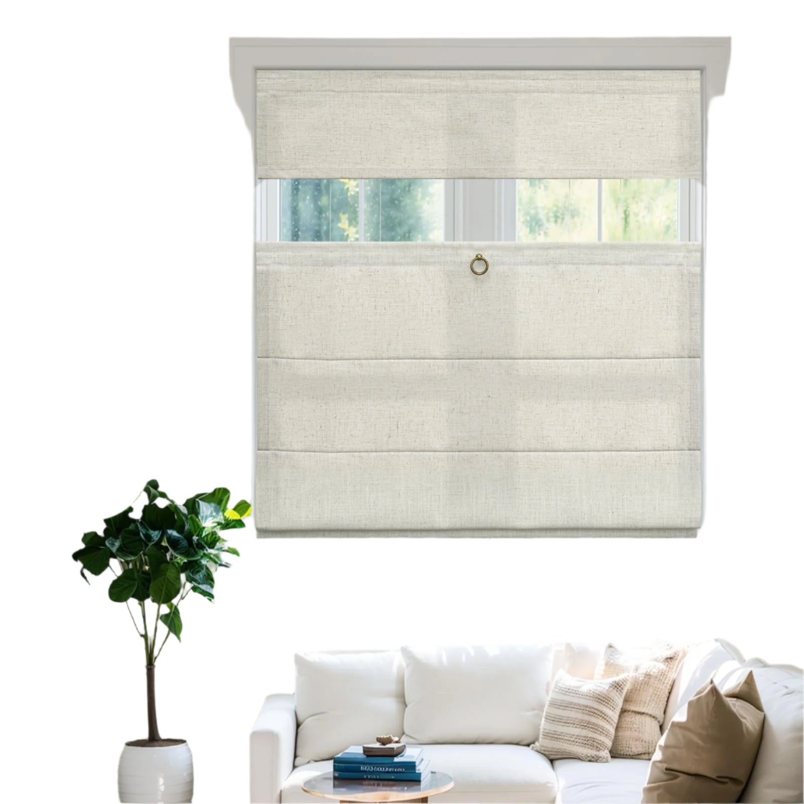 Cordless Top Down Bottom Up Roman Shades for Windows - Light Filtering Roman Shades