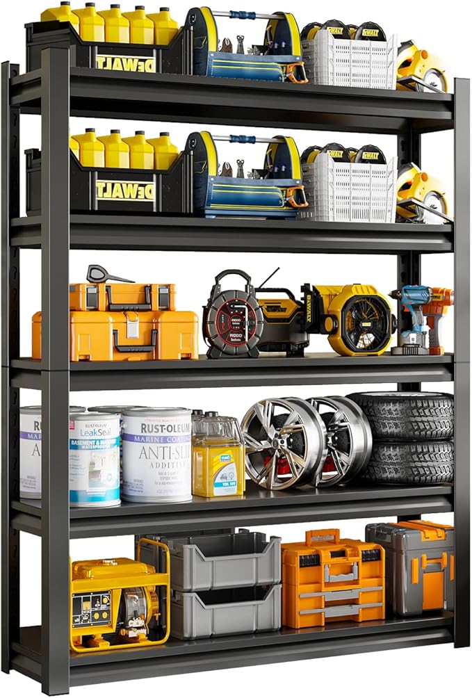 59" W Garage Shelving Unit, Garage Storage Shelves 3000LBS Heavy Duty Shelving