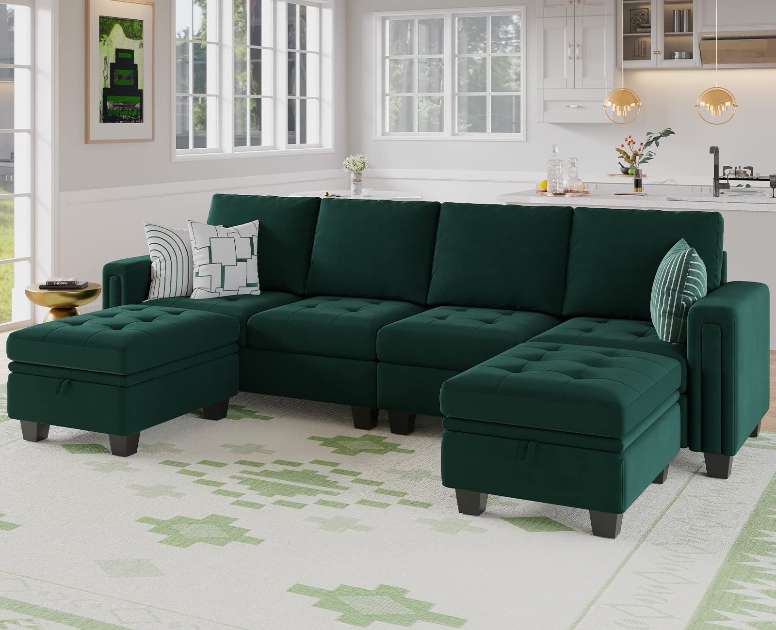 Velvet U Shaped Sectional Sofa Couch