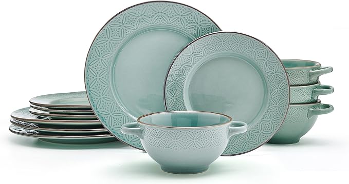 Kori 12 Piece Dinnerware Set, Service for 4, Blue